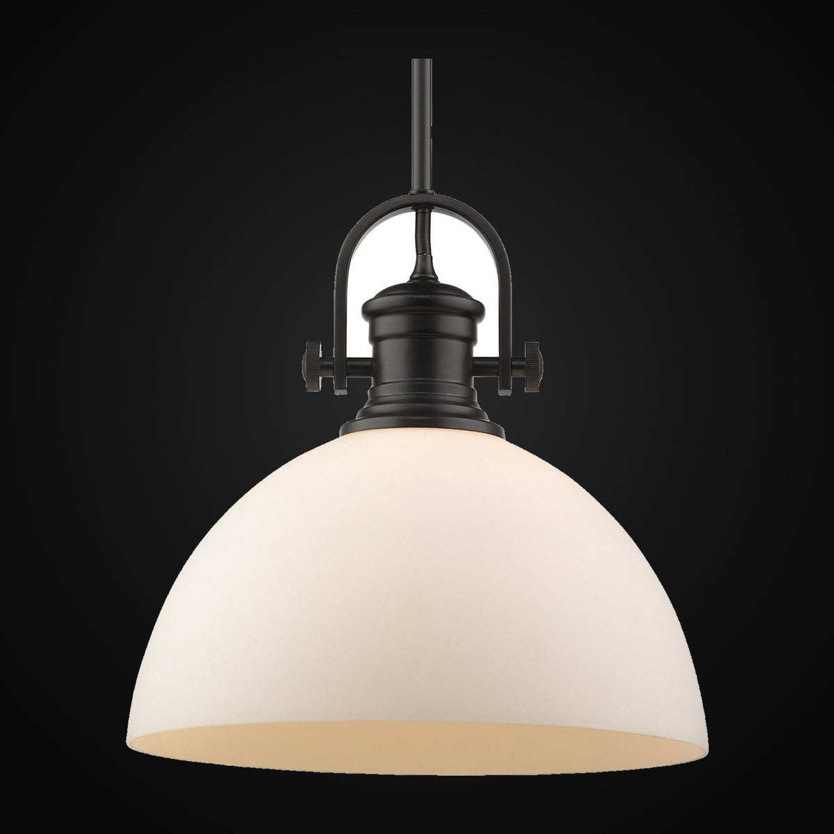 Suspension Hines 1 lumière, noir mat, verre opale