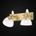 Applique de salle de bain Hines 2 lumières, bronze champagne brossé, abat-jour en verre bullé