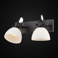 Applique de salle de bain Hines 2 lumières, noir mat, verre opale