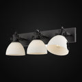 Applique de salle de bain Hines 3 lumières, noir mat, verre opale