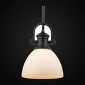Mini-suspension Hines, noir mat, verre opale