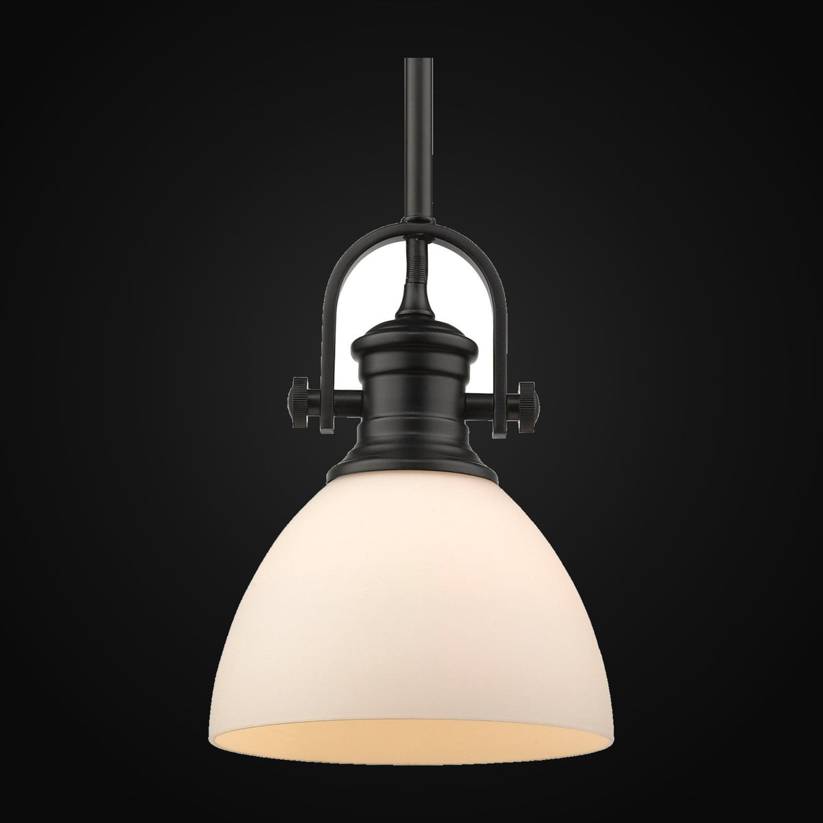 Mini-suspension Hines, noir mat, verre opale