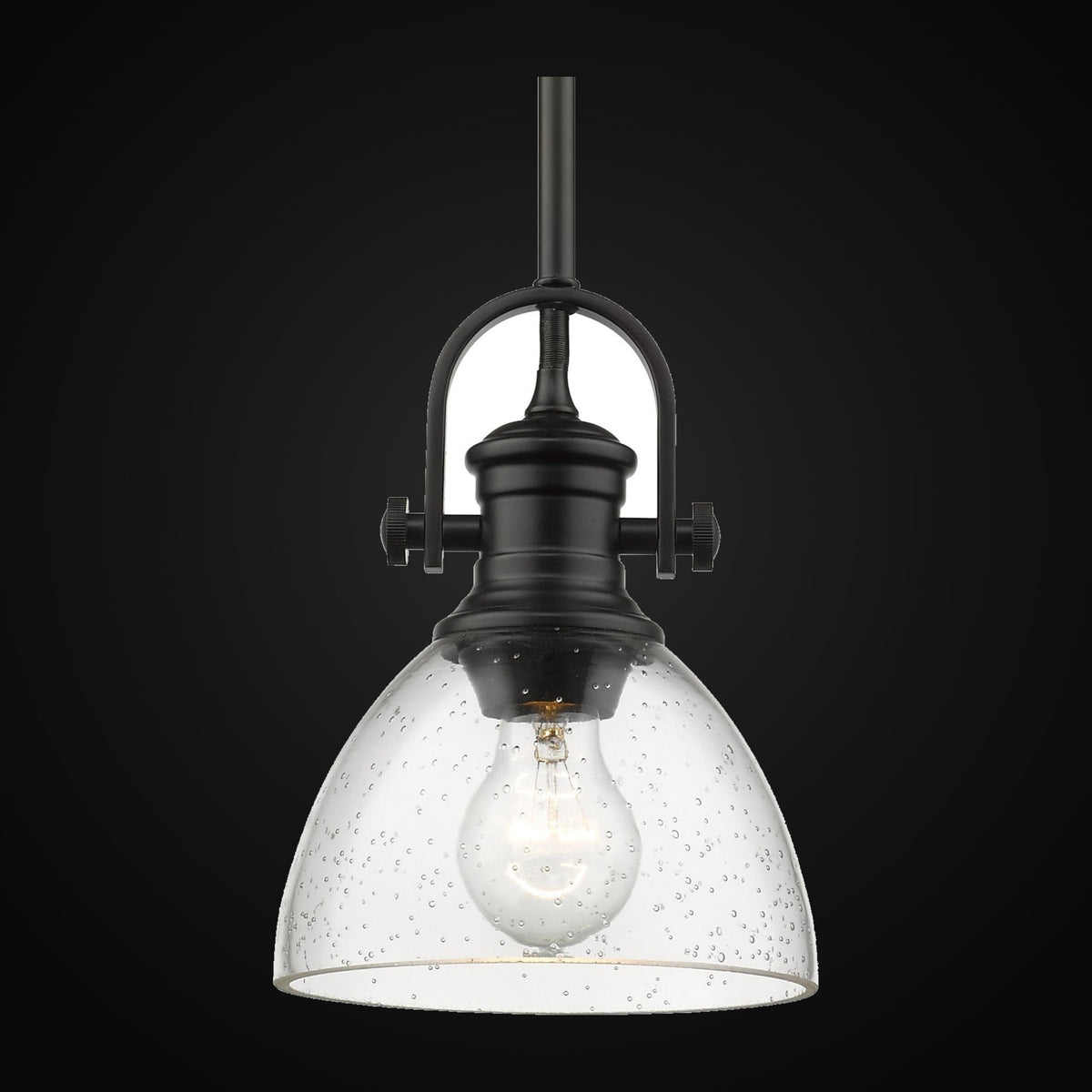 Mini-suspension Hines, noir mat, verre bullé