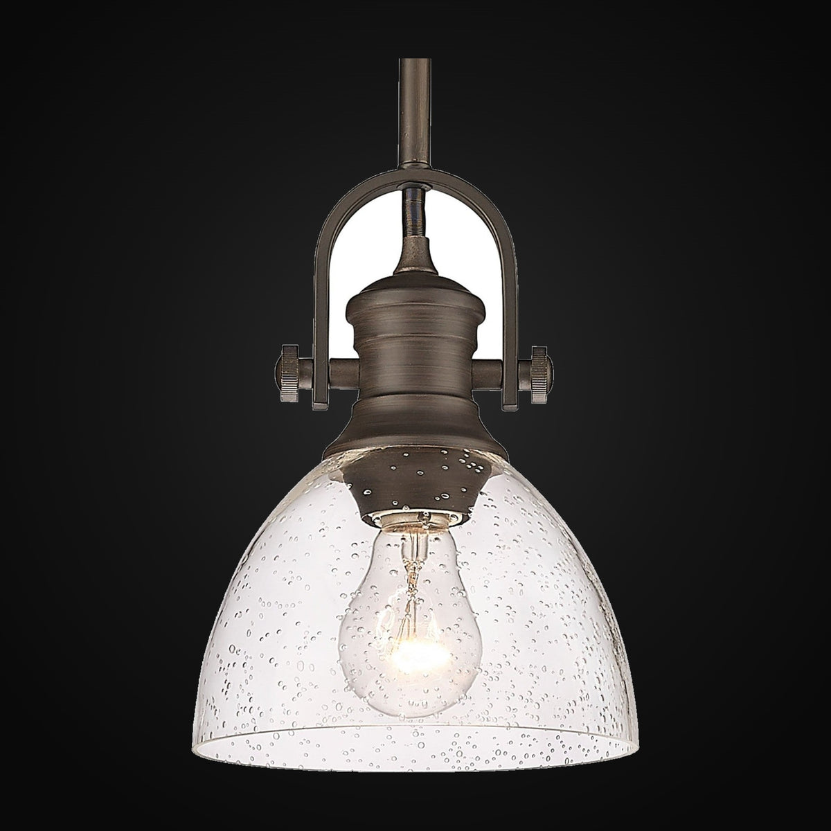 Mini-suspension Hines, bronze frotté, verre bullé