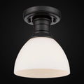 Semi-plafonnier Hines, noir mat, verre opale