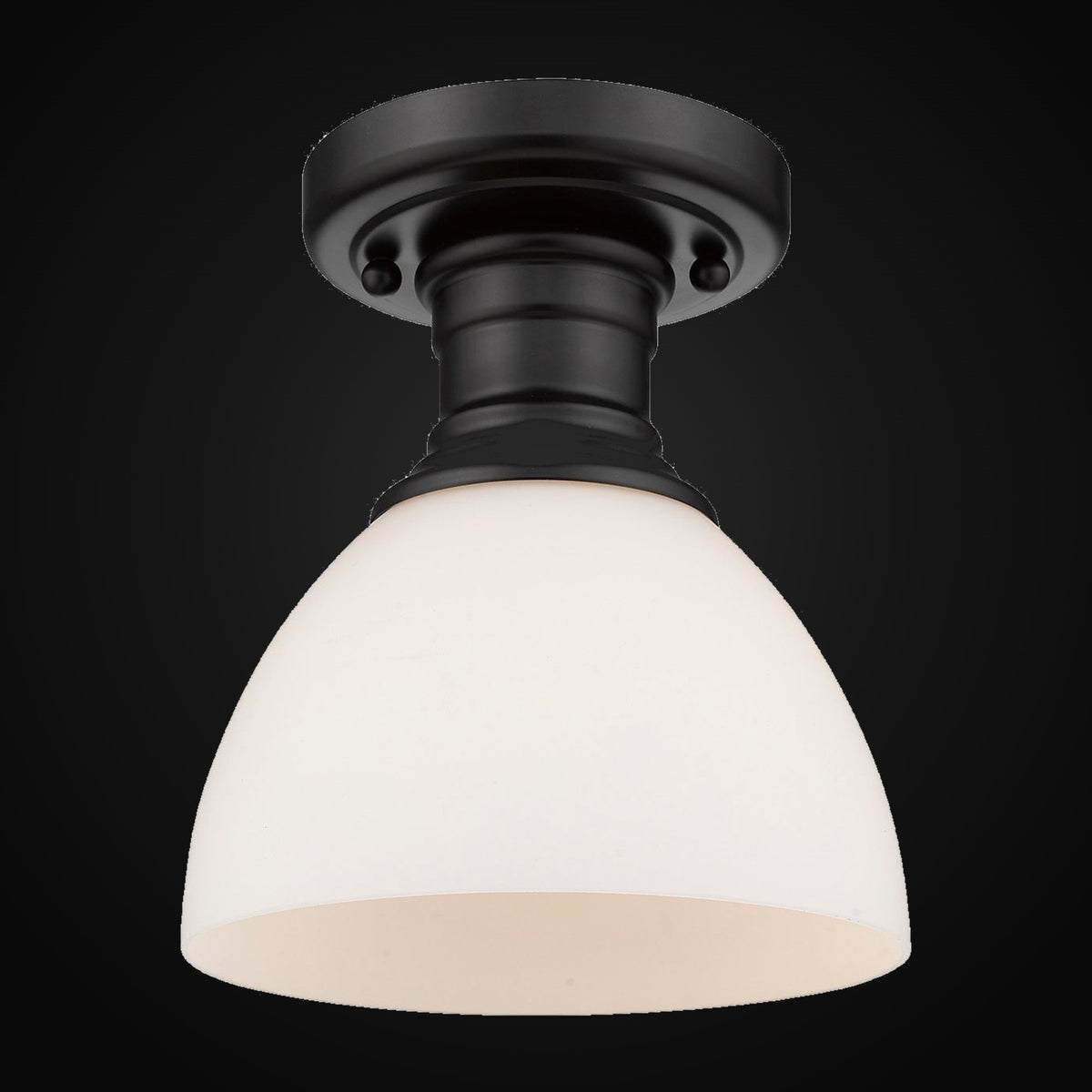 Semi-plafonnier Hines, noir mat, verre opale