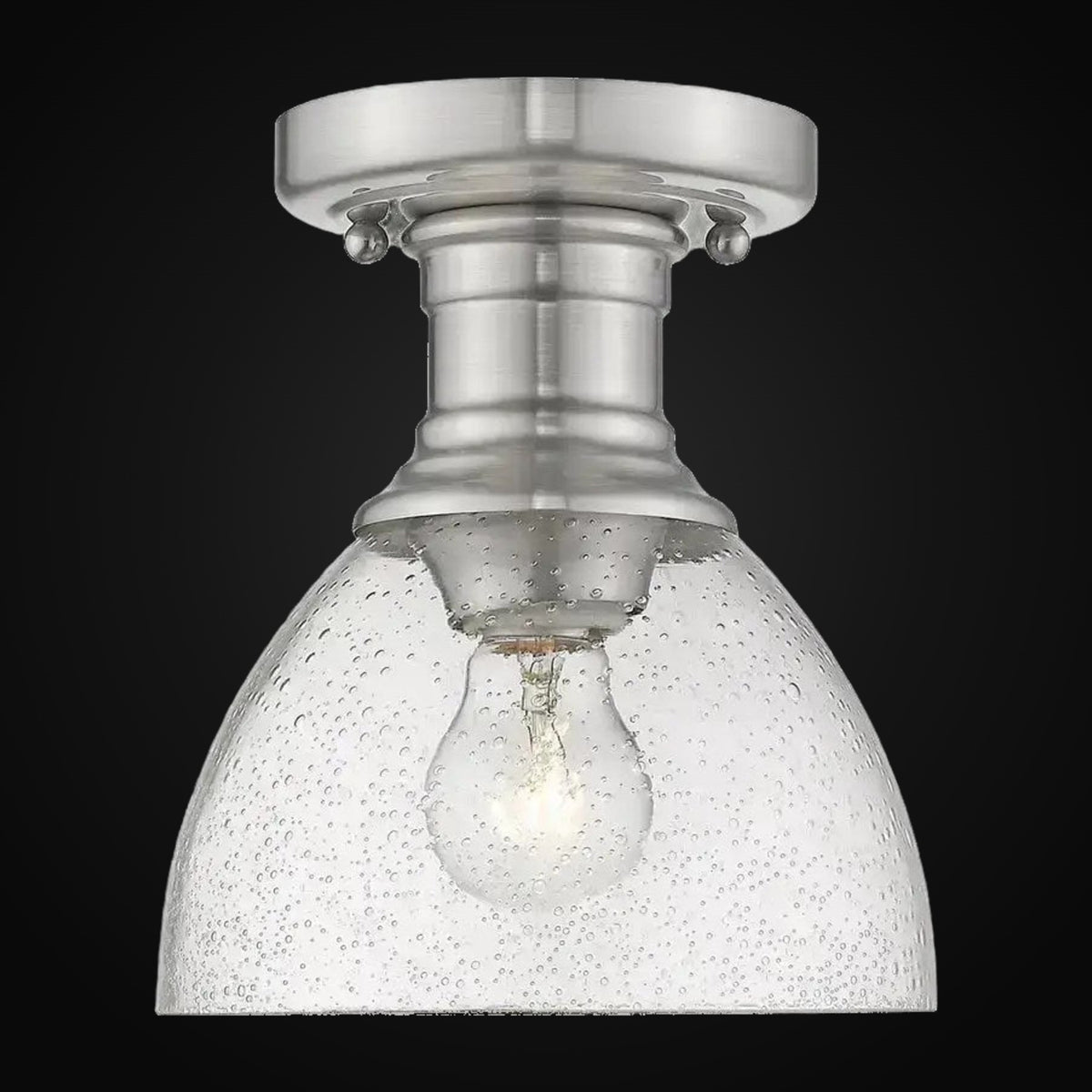 Semi-plafonnier Hines, étain, verre bullé