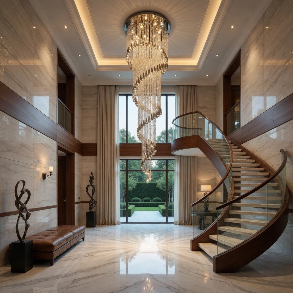 Lustre d'escalier Cascara en cristal