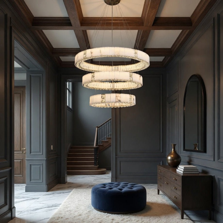 Lustre à 3 étages Aurelia en marbre et cristal – vue 2