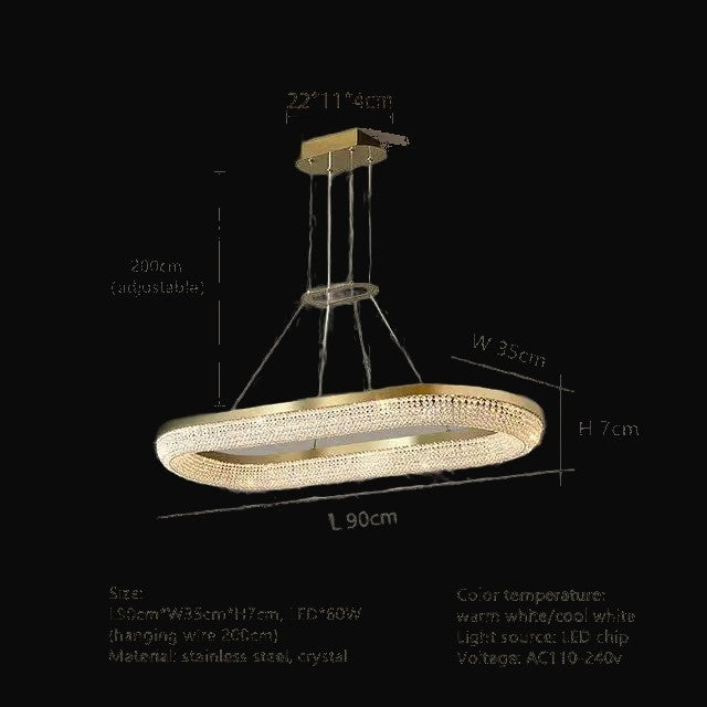 Lustre de salle à manger Bergamo en cristal – vue 3