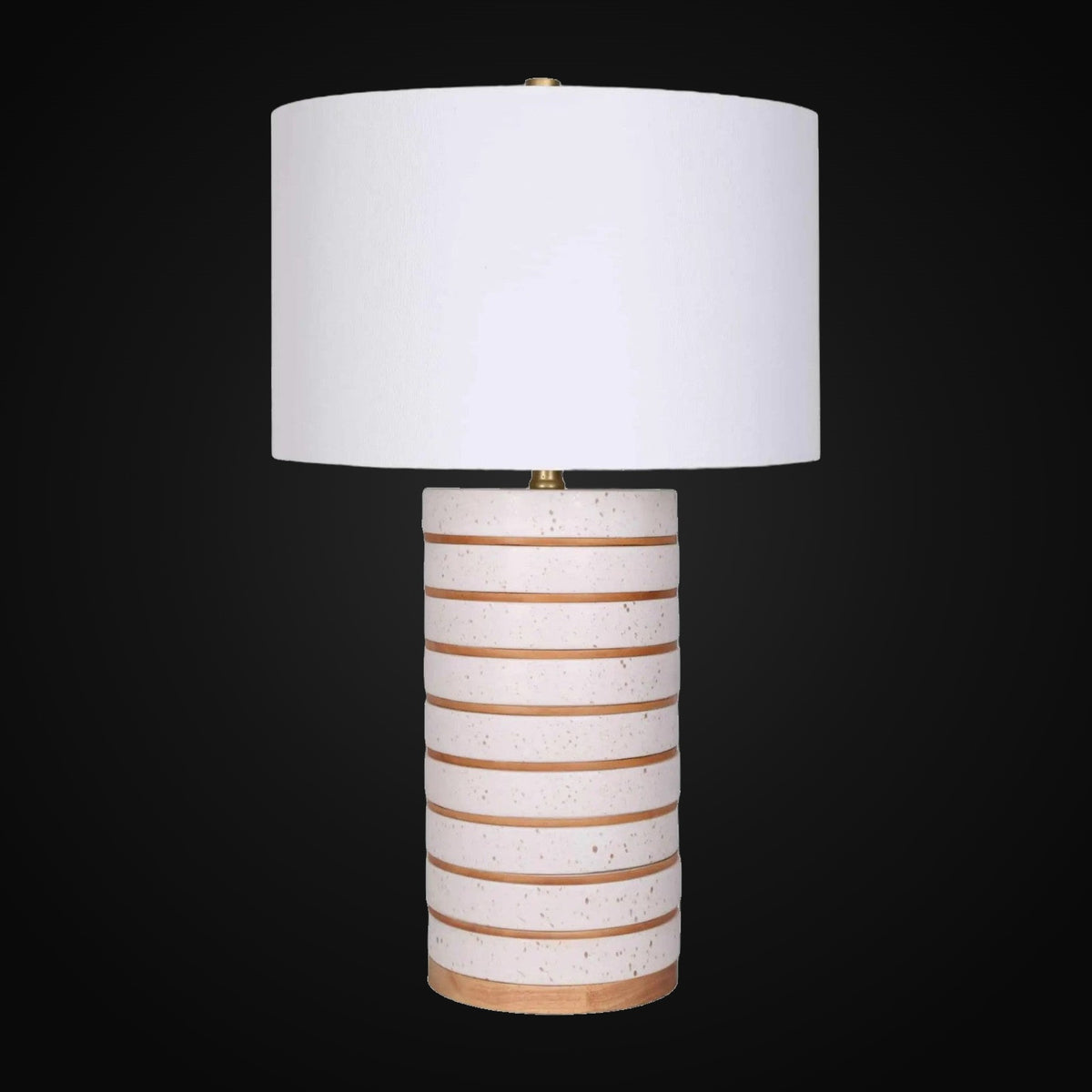 Grande lampe de table bois et céramique