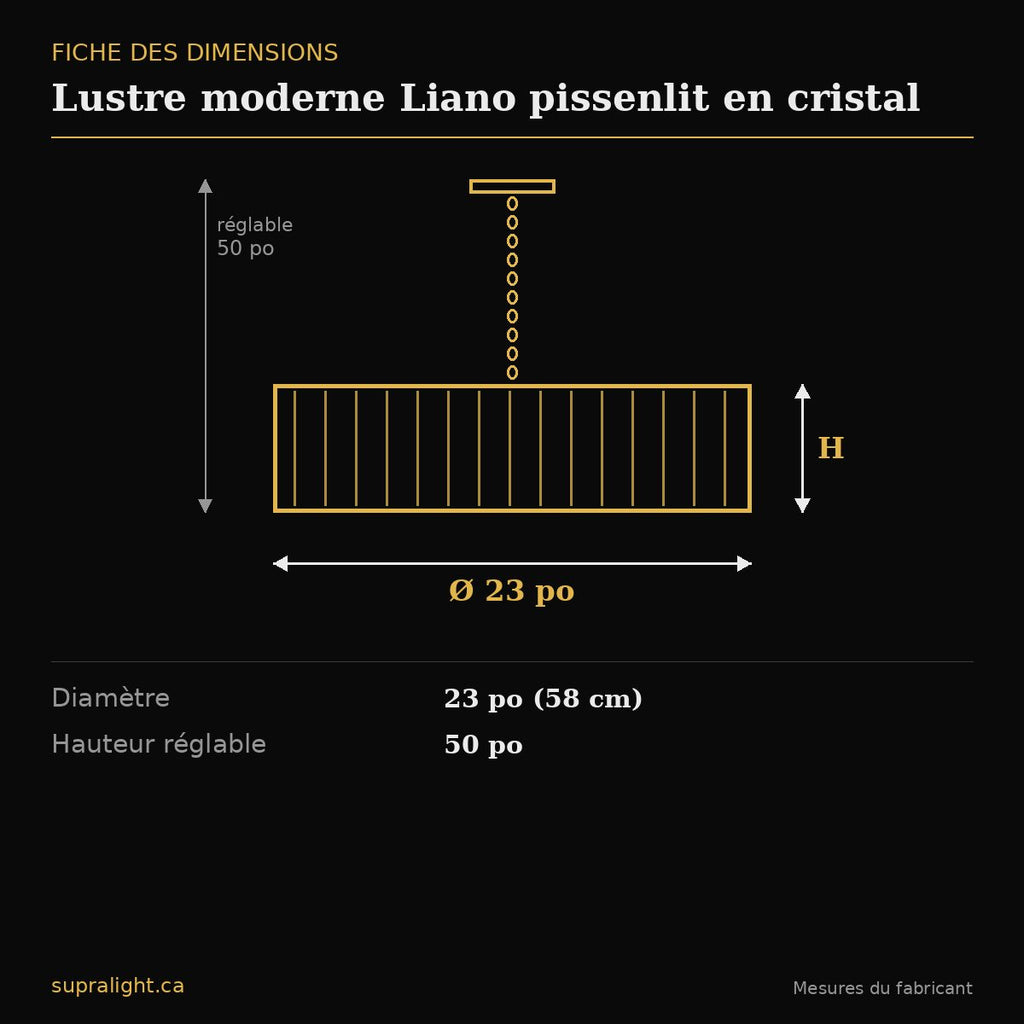 Lustre moderne Liano pissenlit en cristal – dimensions