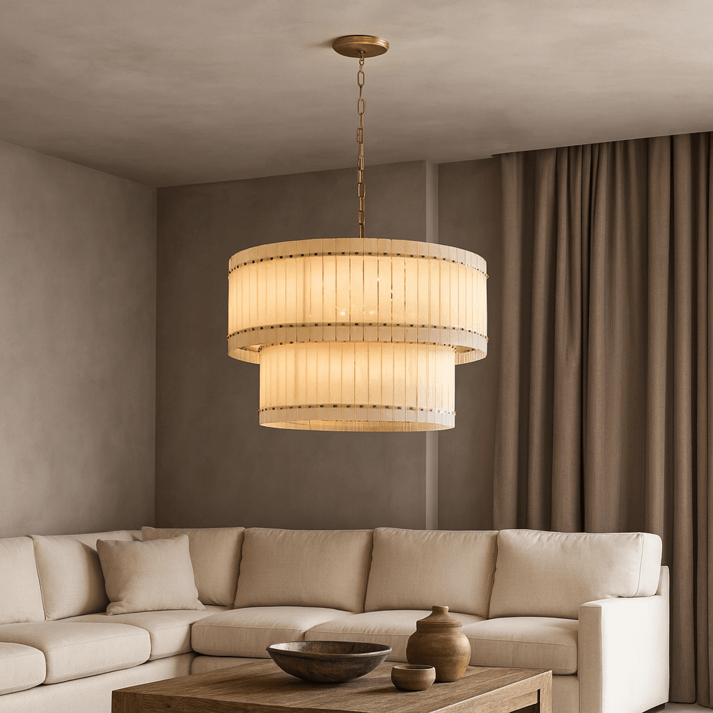 Lustre Valmont à 2 étages en marbre 39 po