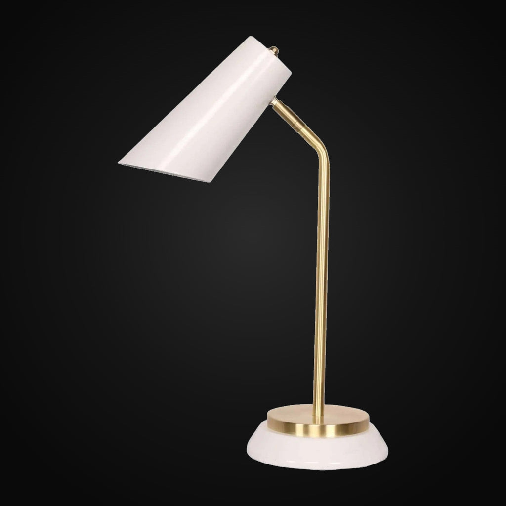 Lampe de travail blanc mat et or