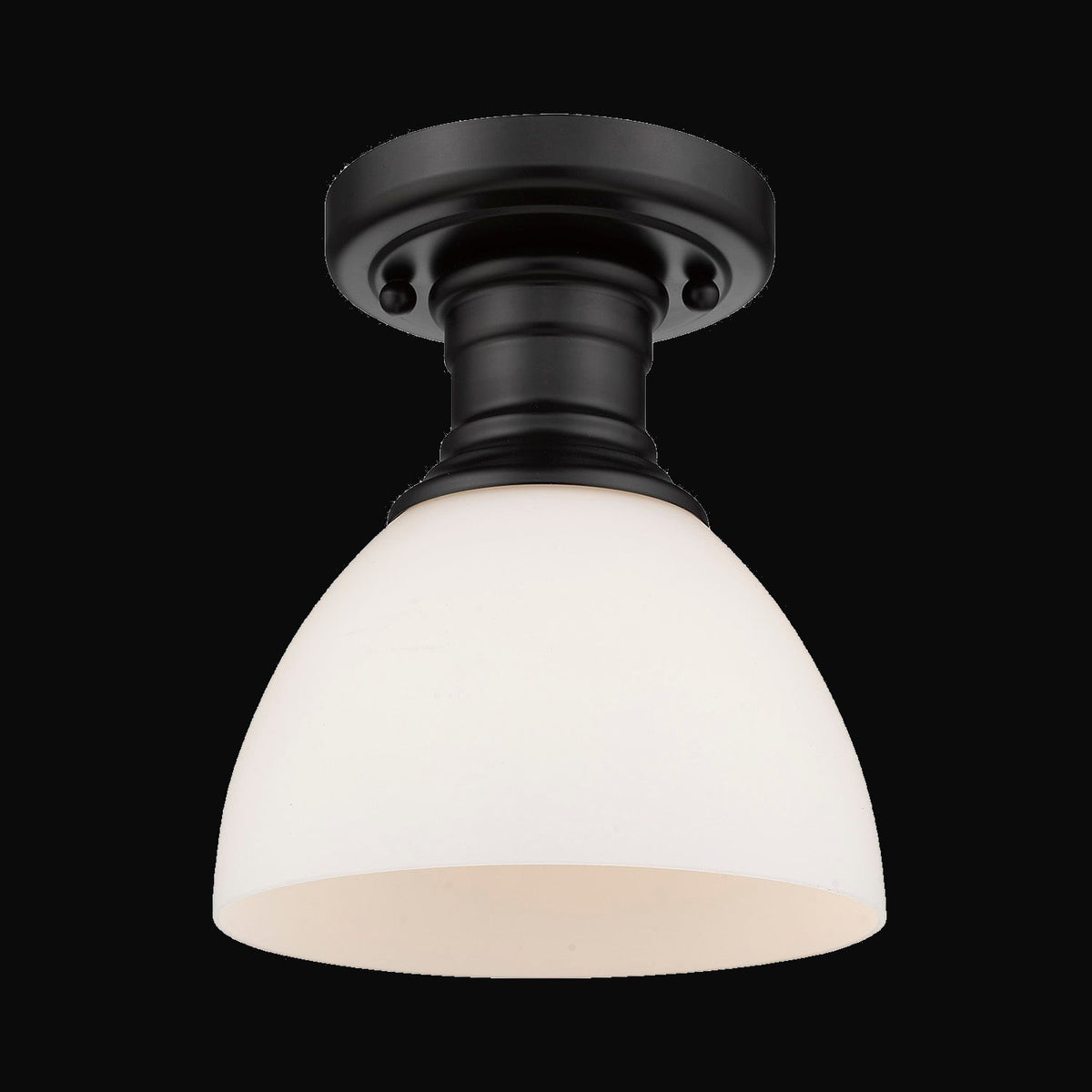 Semi-plafonnier Hines, noir mat, verre opale