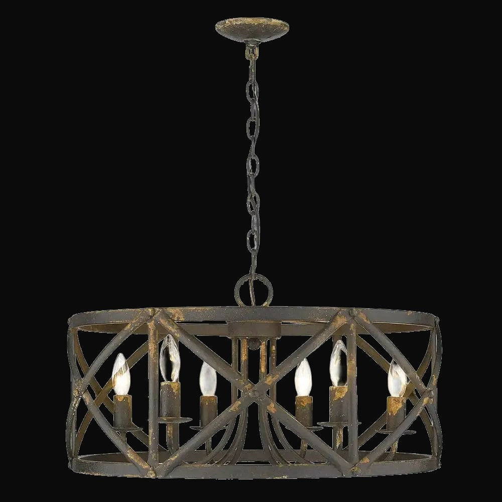 Lustre Alcott 6 lumières, fer noir antique – vue 2