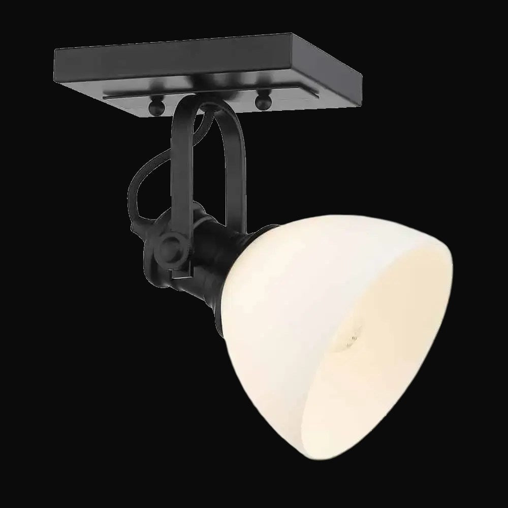 Semi-plafonnier Hines 1 lumière, noir mat, verre opale – vue 2