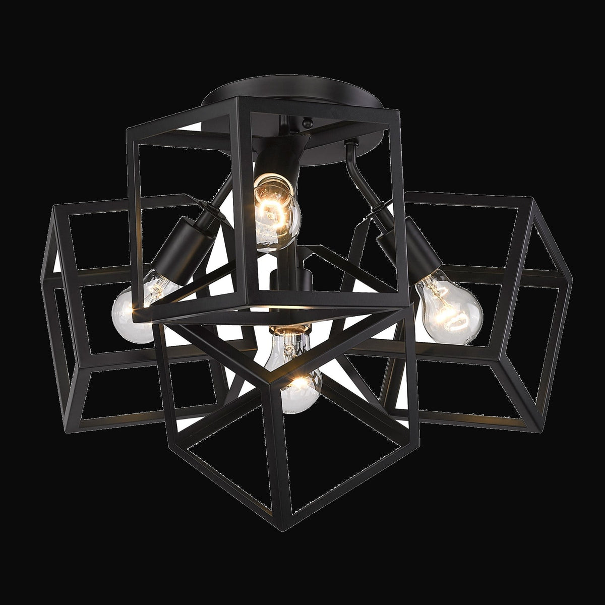 Semi-plafonnier Cassio 4 lumières, noir mat