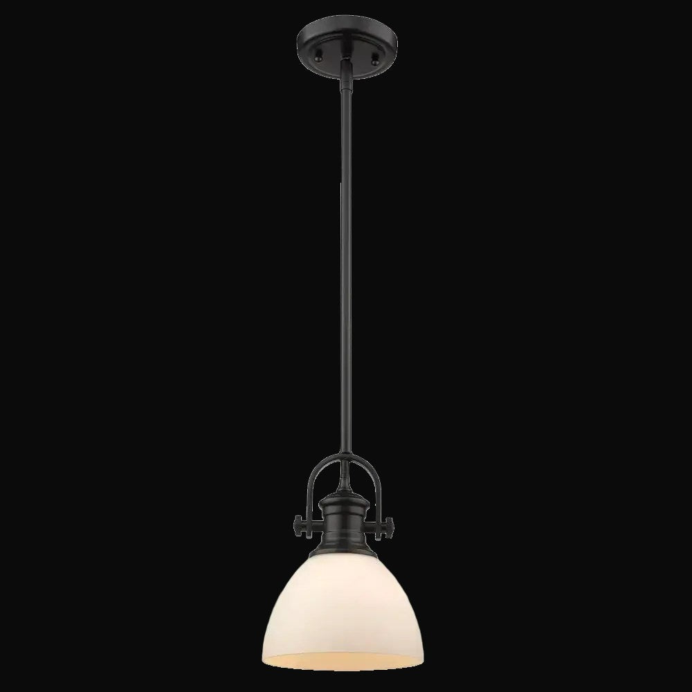Mini-suspension Hines, noir mat, verre opale – vue 2