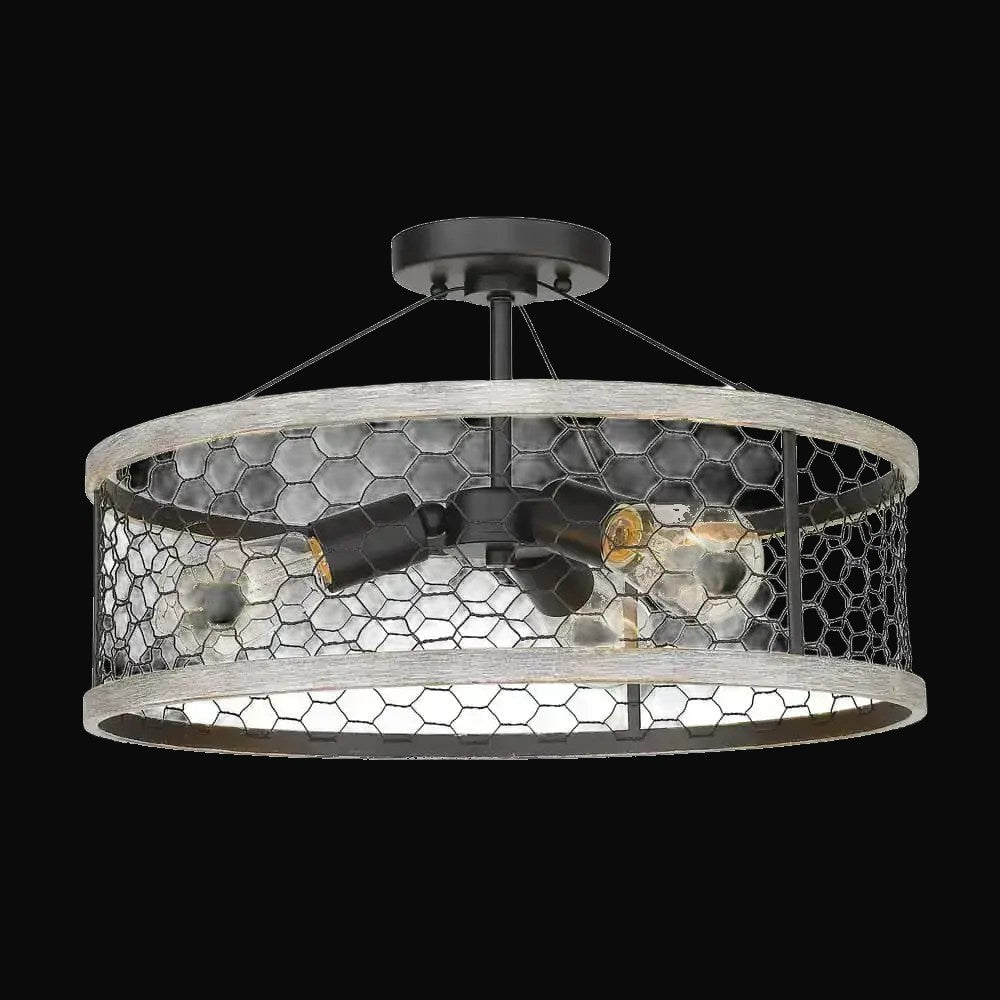 Semi-plafonnier Bailey 3 lumières, noir mat