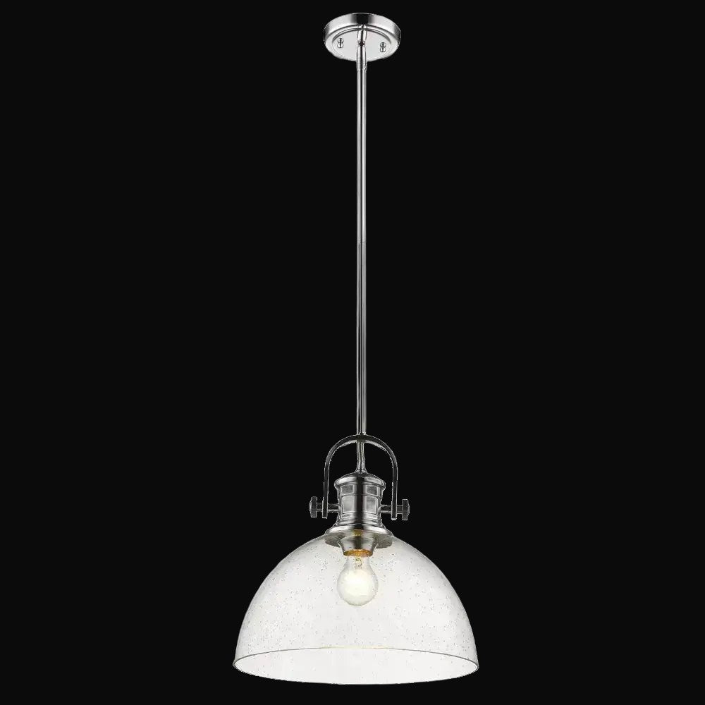 Suspension Hines 1 lumière, chrome, verre bullé – vue 2