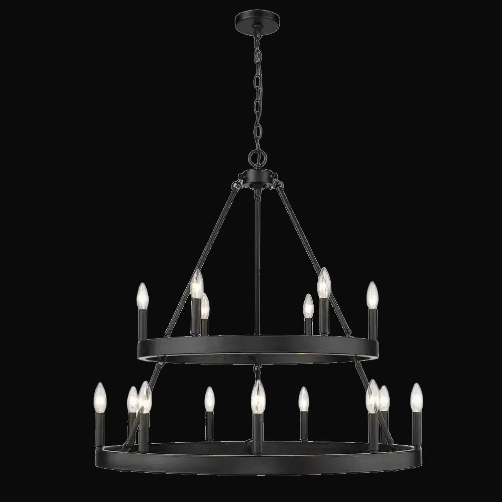 Lustre Alastair 2 étages (6+9 lumières), noir mat – vue 2