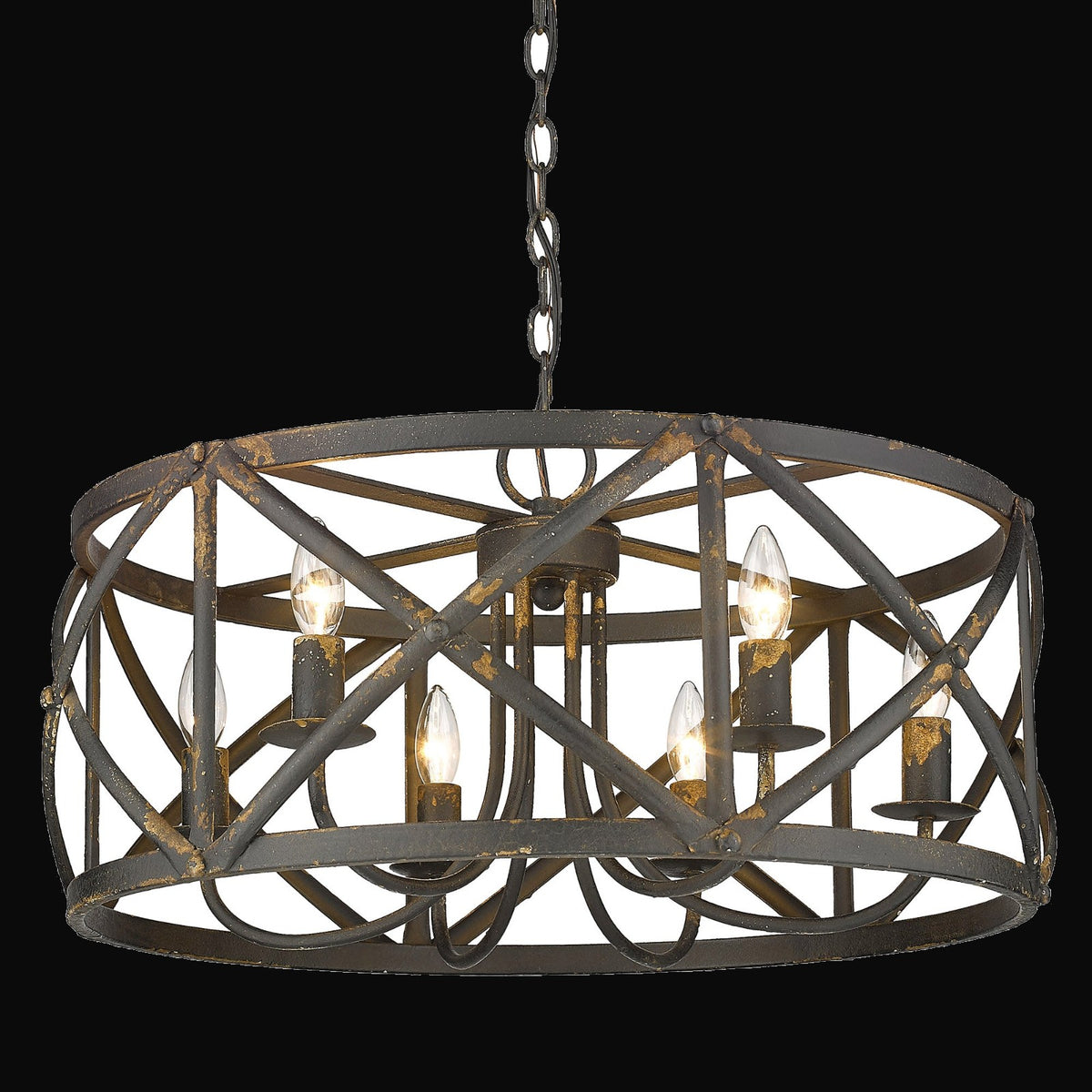 Lustre Alcott 6 lumières, fer noir antique