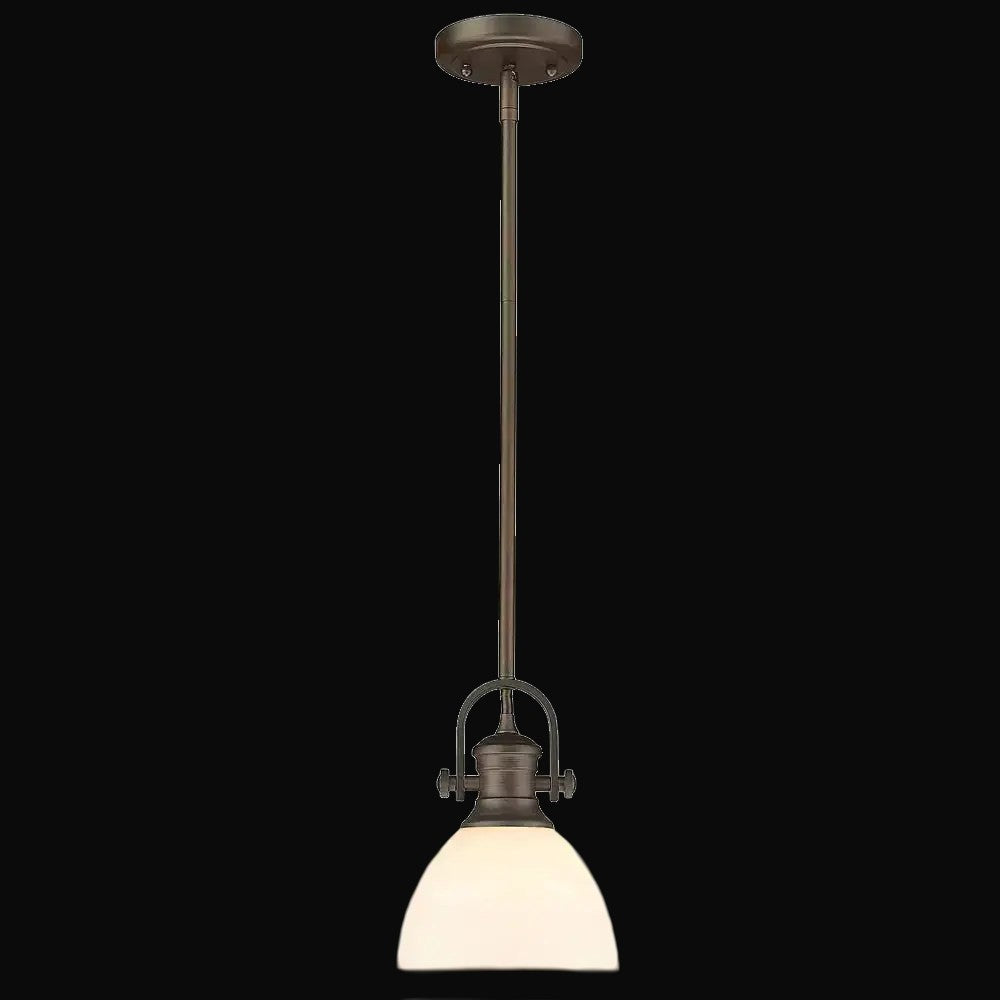 Mini-suspension Hines, bronze frotté, verre opale – vue 2