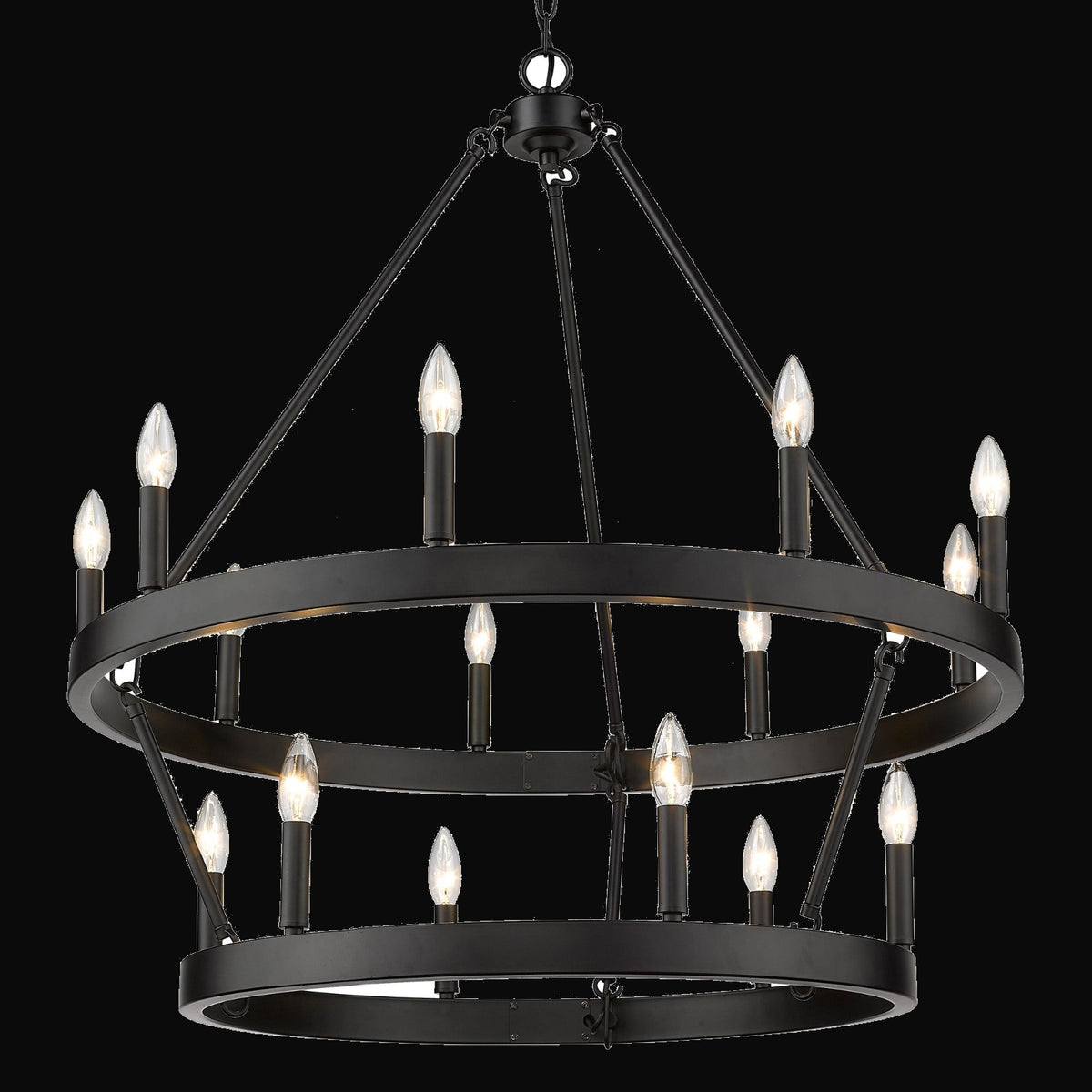 Lustre Alastair 2 étages (9+6 lumières), noir mat
