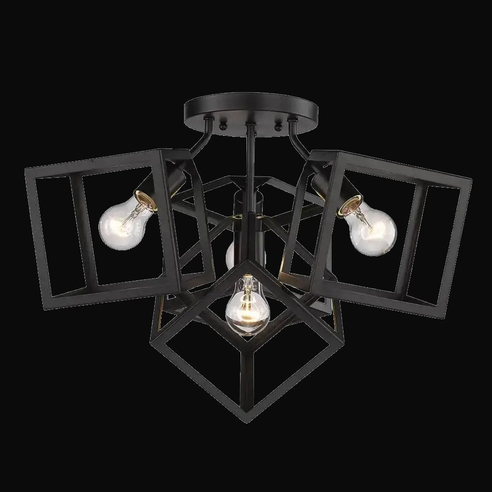 Semi-plafonnier Cassio 4 lumières, noir mat – vue 2