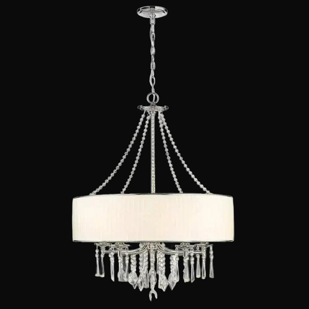 Lustre Echelon 5 lumières, chrome, abat-jour voile de mariée – vue 2