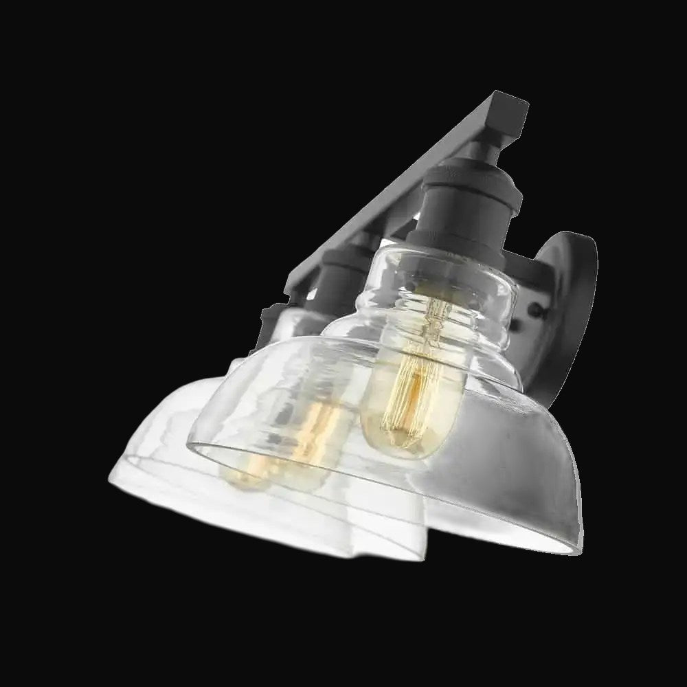 Applique de salle de bain Carver 3 lumières, noir mat, abat-jour en verre clair – vue 2