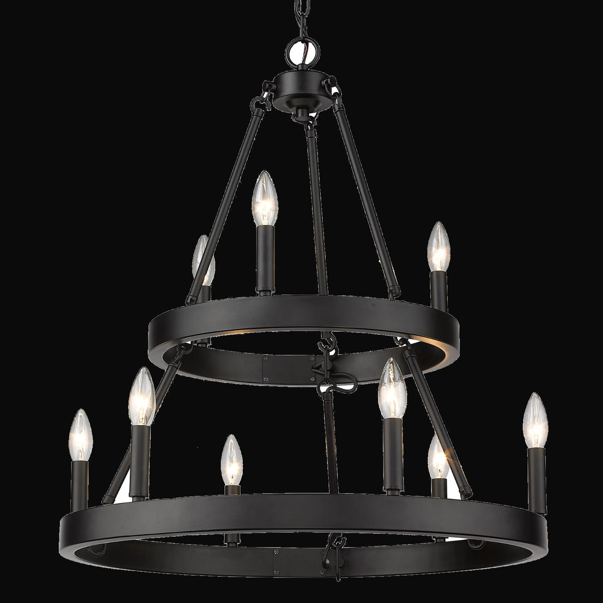 Lustre Alastair 2 étages (3+6 lumières), noir mat