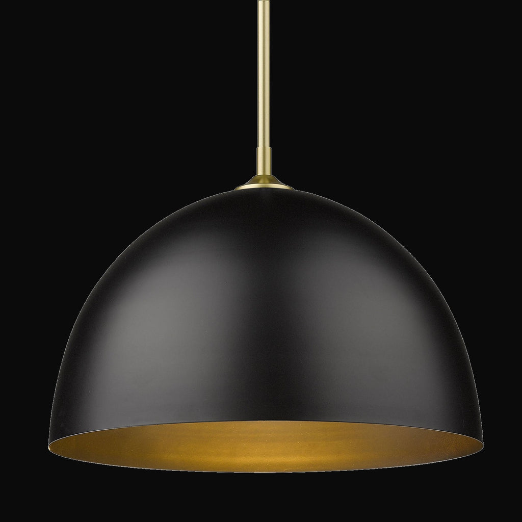 Grande suspension Zoey, or olympique, abat-jour noir mat