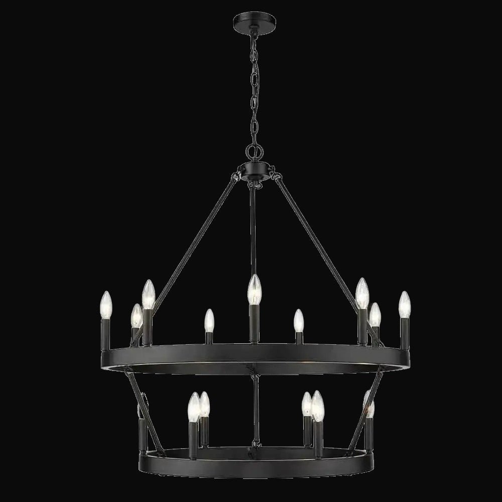 Lustre Alastair 2 étages (9+6 lumières), noir mat – vue 2