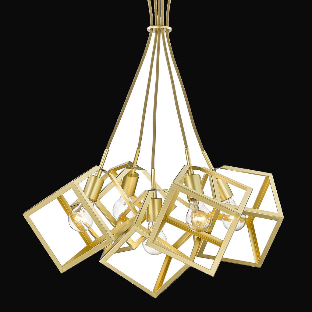 Suspension Cassio 5 lumières, or olympique