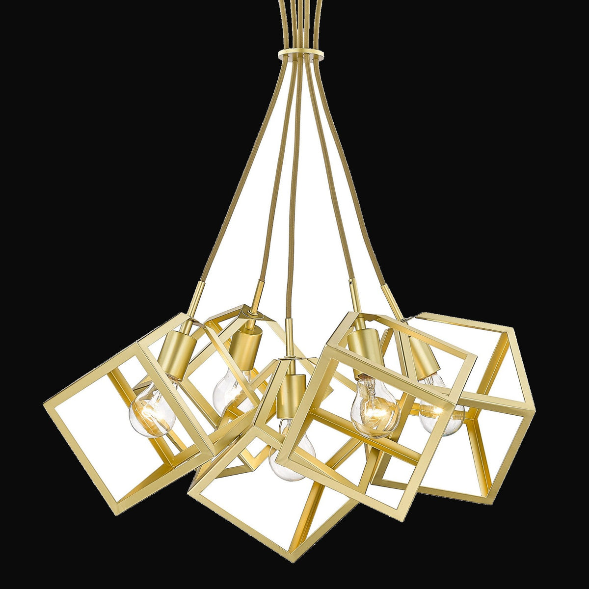 Suspension Cassio 5 lumières, or olympique