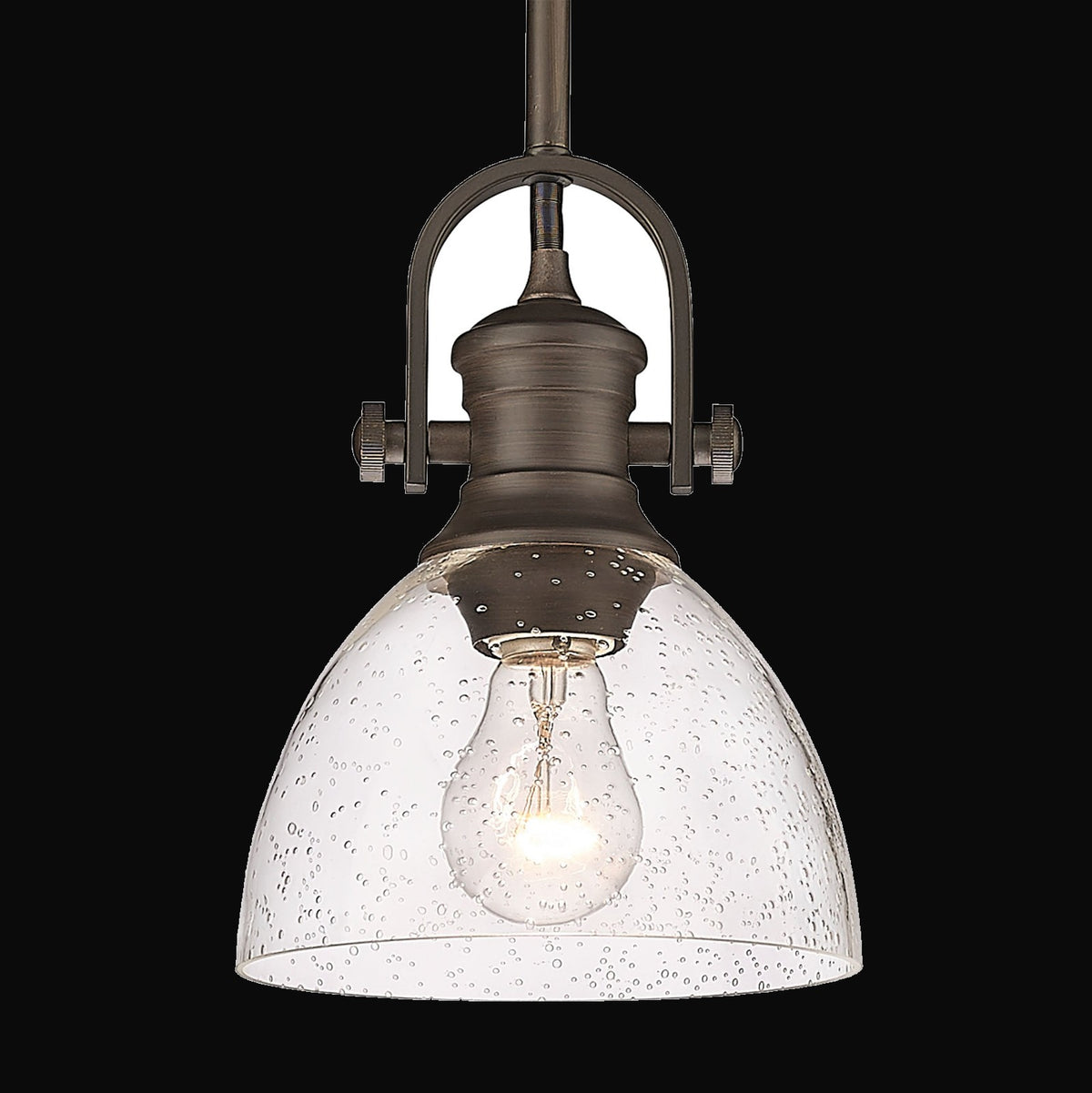 Mini-suspension Hines, bronze frotté, verre bullé
