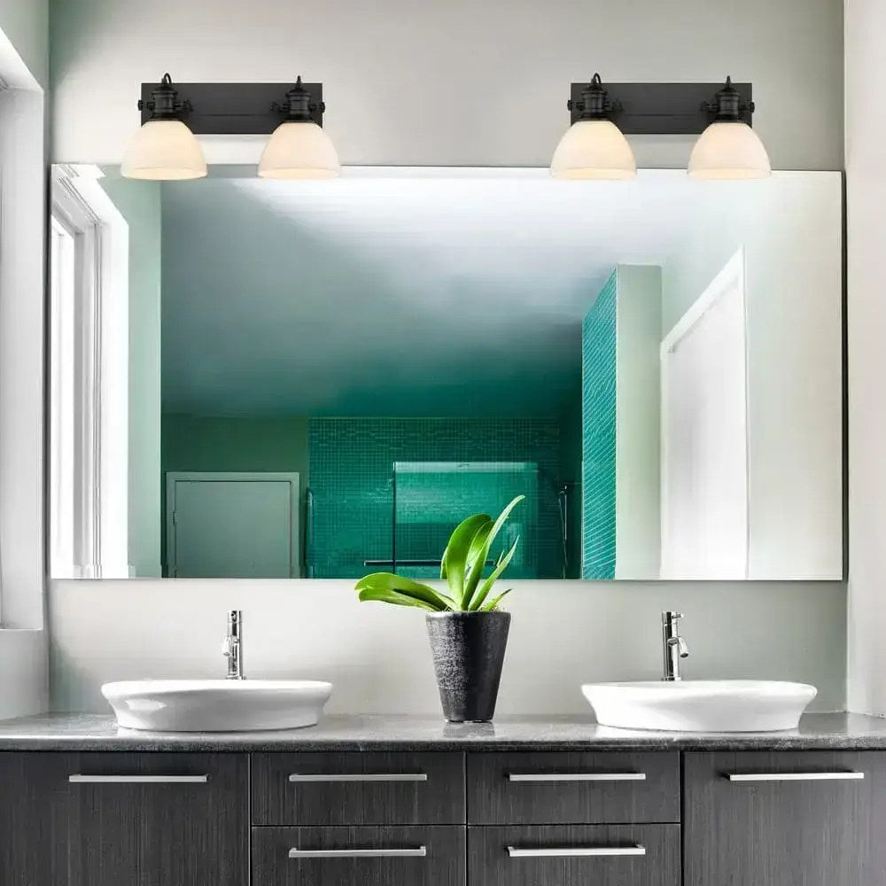 Applique de salle de bain Hines 2 lumières, noir mat, verre opale – vue 3
