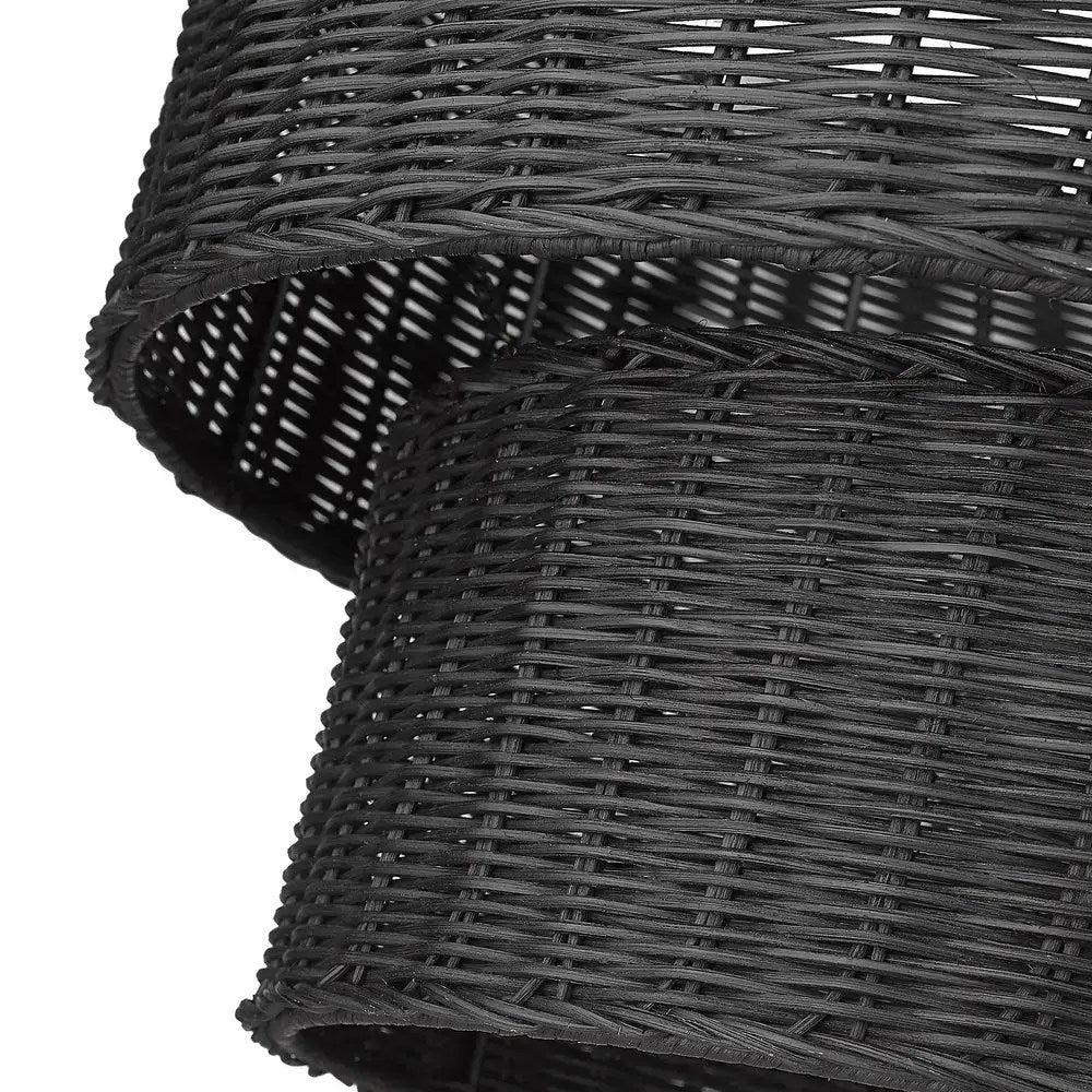 Lustre Erma 6 lumières, noir mat et osier noir – vue 3