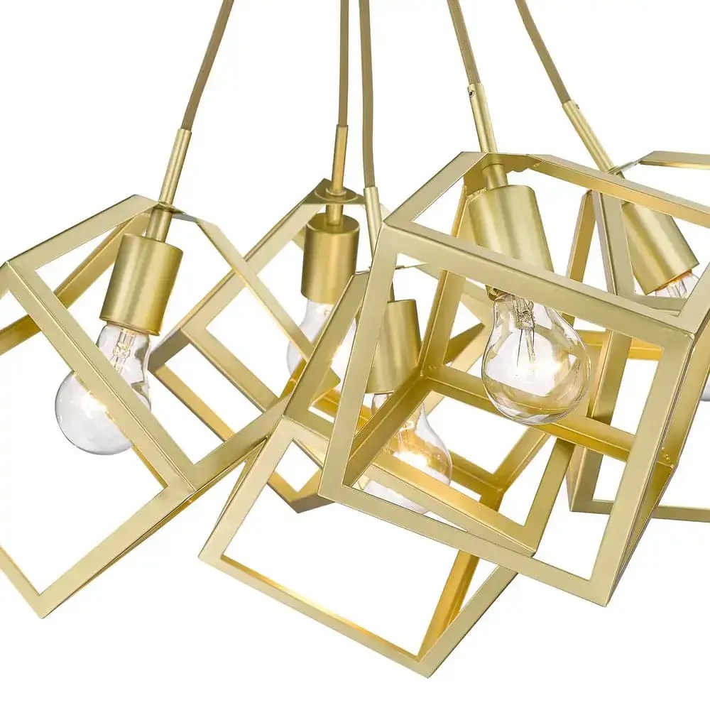 Suspension Cassio 5 lumières, or olympique – vue 3