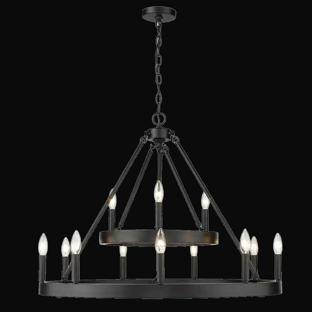 Lustre Alastair 2 étages (3+9 lumières), noir mat – vue 2