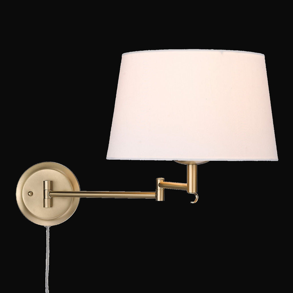 Applique articulée Eleanor, bronze champagne brossé, abat-jour blanc moderne