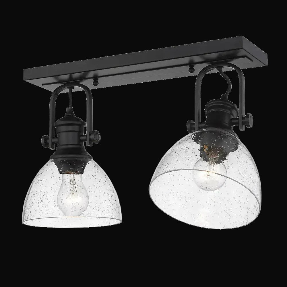 Semi-plafonnier Hines 2 lumières, noir mat, verre bullé – vue 2