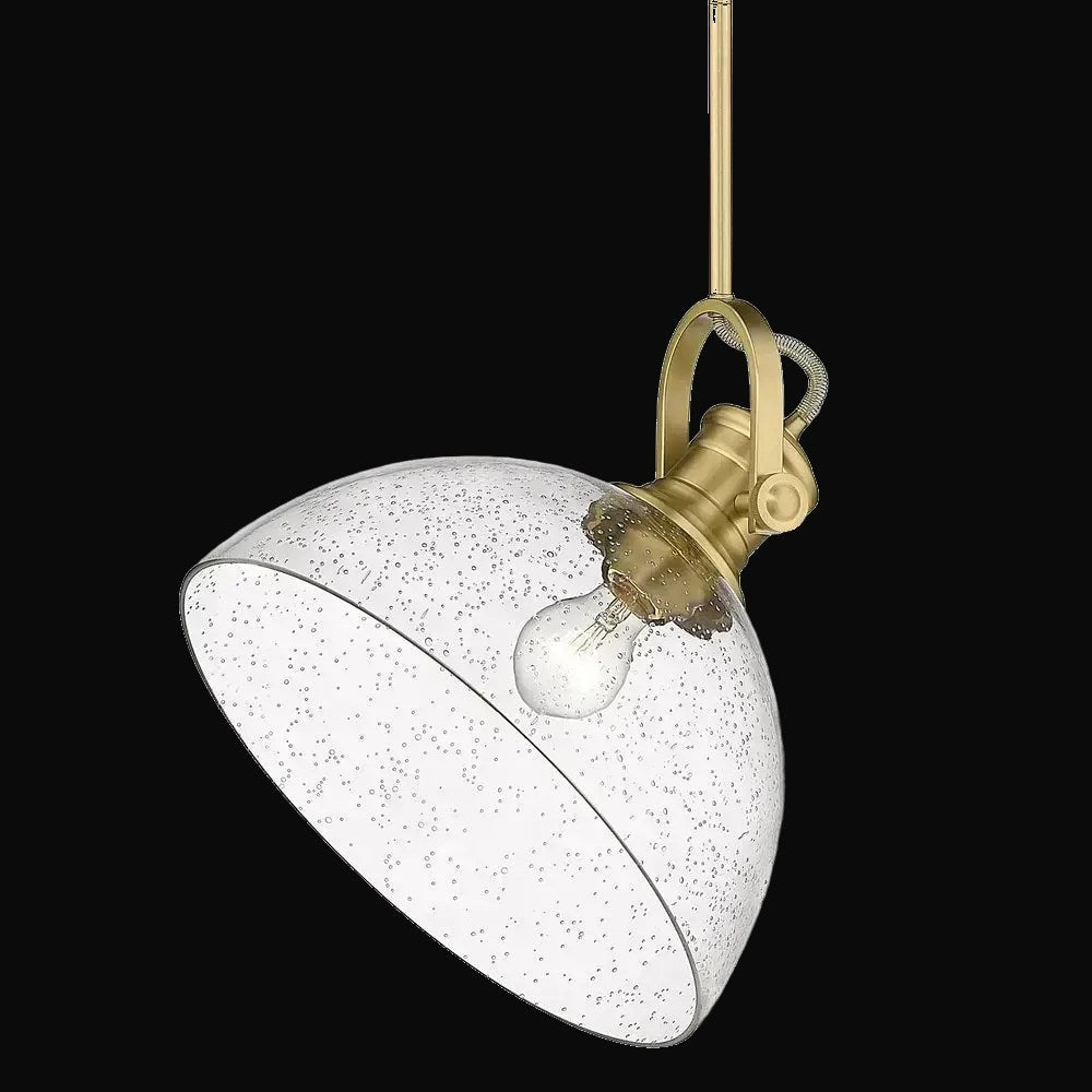 Grande suspension Hines, bronze champagne brossé, abat-jour en verre bullé – vue 3