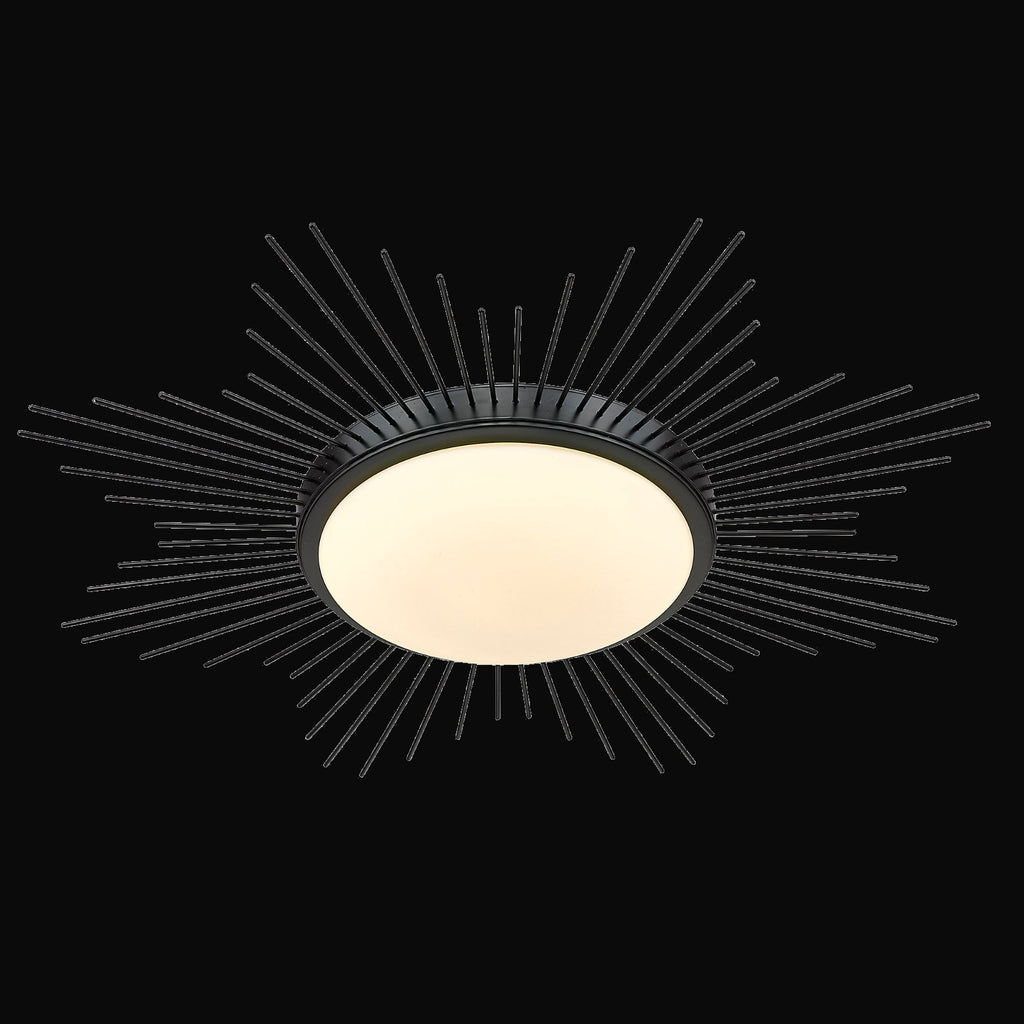 Plafonnier Kieran 24 po, noir mat, verre opale