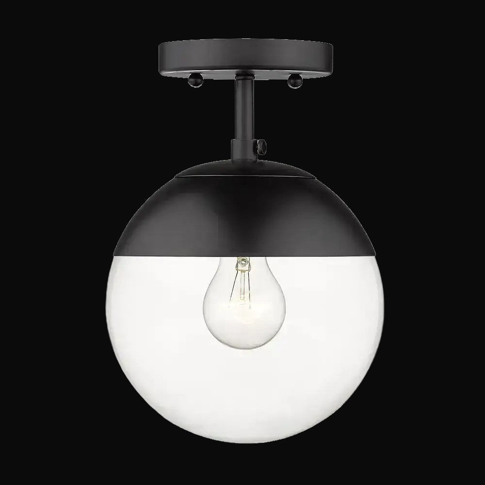 Applique Dixon, noir mat, verre clair et capuchon noir mat