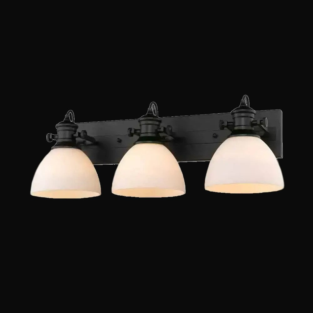 Applique de salle de bain Hines 3 lumières, noir mat, verre opale – vue 2