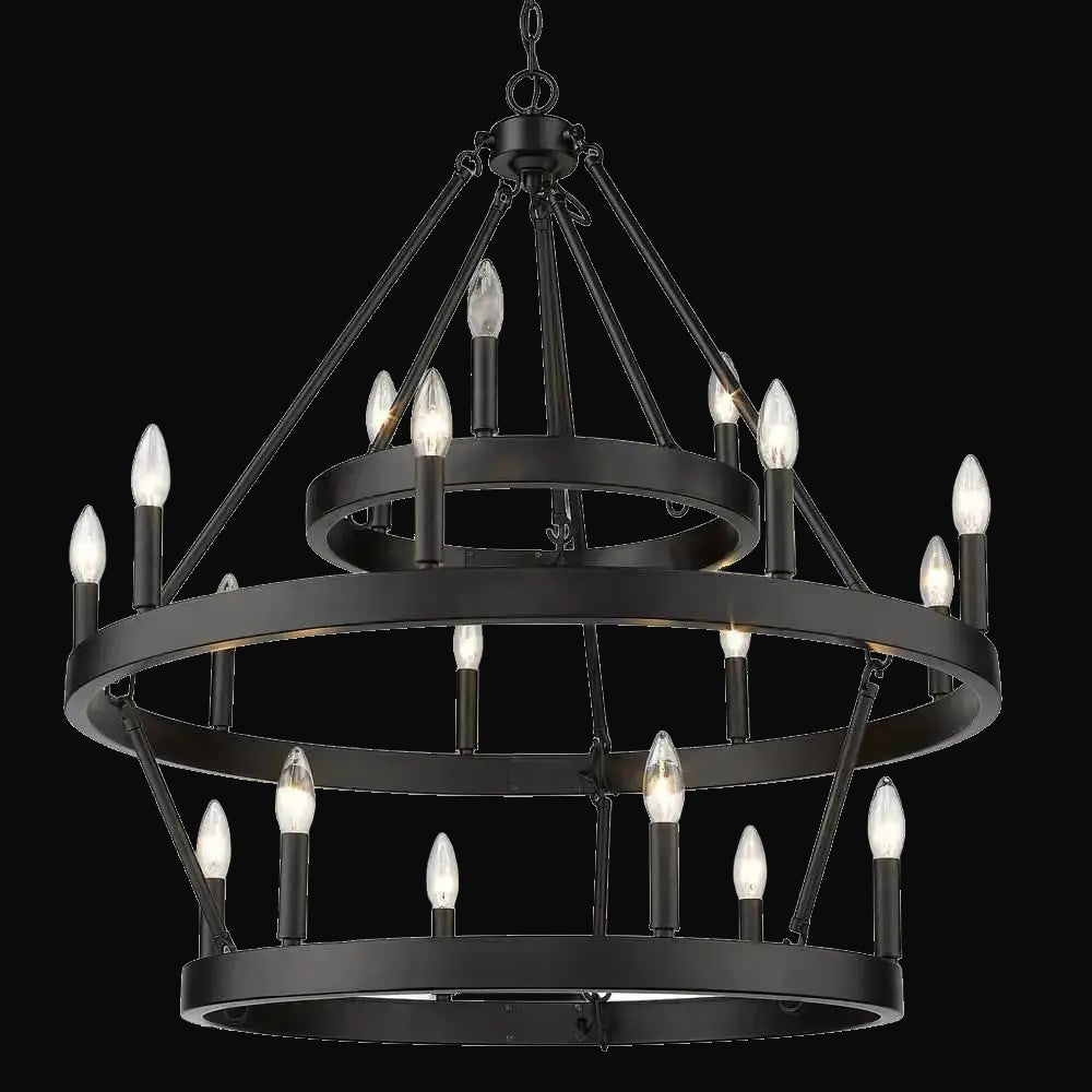 Lustre Alastair 3 étages (3+9+6 lumières), noir mat