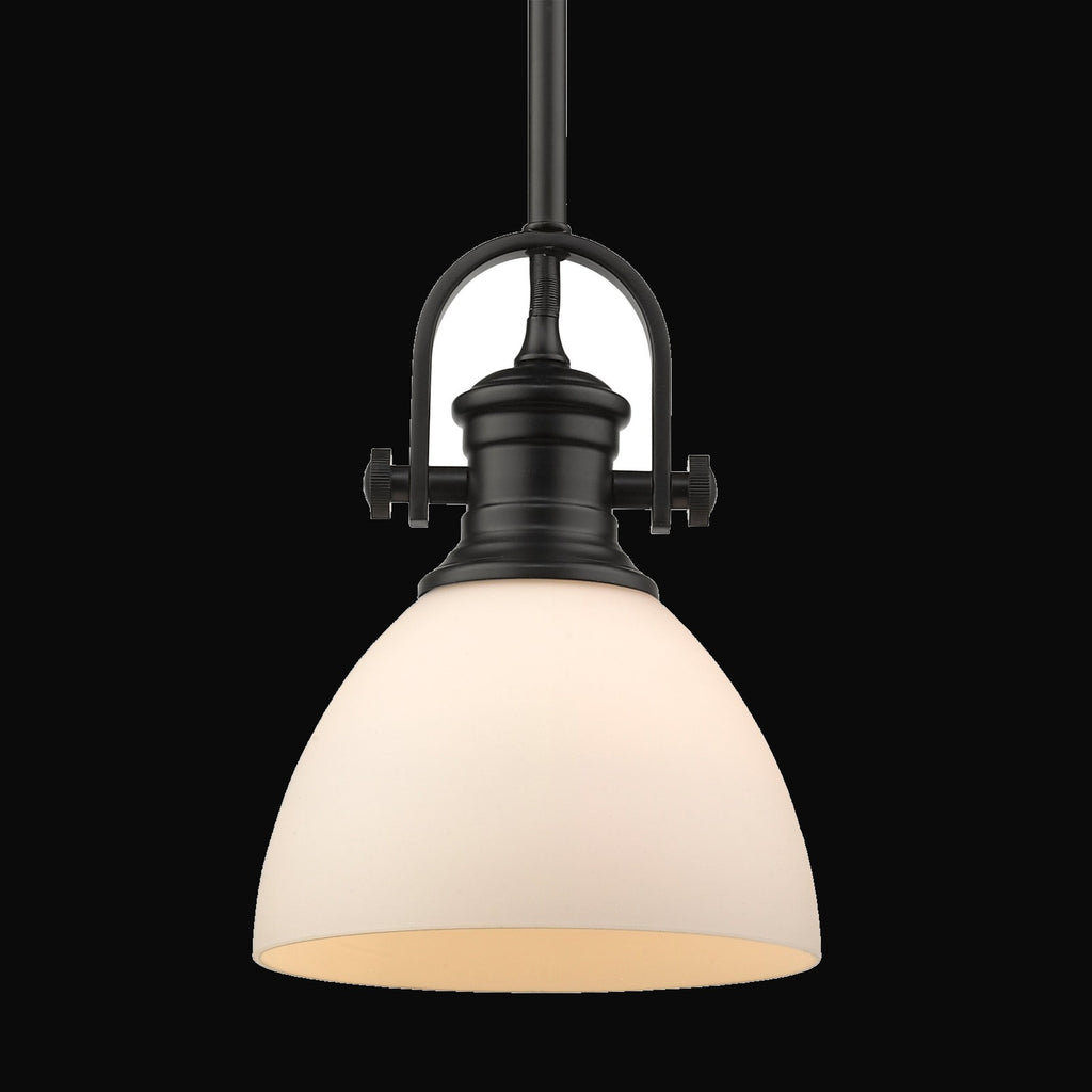 Mini-suspension Hines, noir mat, verre opale